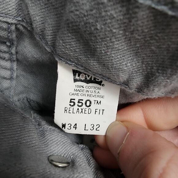 Vintage Levi's 550 Jeans 34x32 Gray USA Made Relaxed Fit Tapered Leg 10/00 Tag - Picture 4 of 9